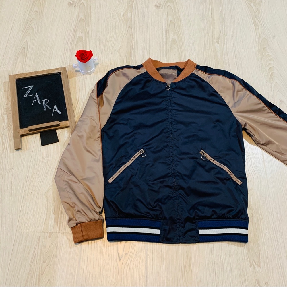 Zara Vintage Multi Color Bomber Jacket